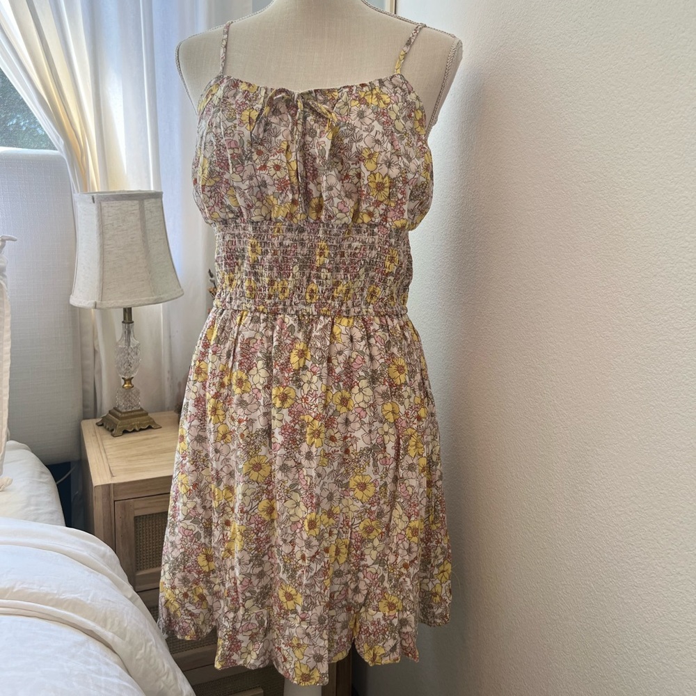 Liberty Love Smocked Front-Tie Fit & Flare Dress floral boho chic
